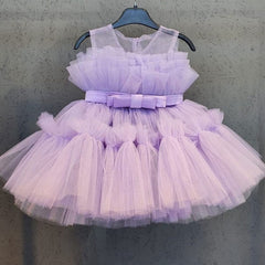 Showlu Fashion Store 0 Purple / 9M Baby Girls Tulle Princess Dress Flower Elegant 1st Baptism Birthday Party Ball Gown Sleeveless Kids Wedding Evening Formal Dress