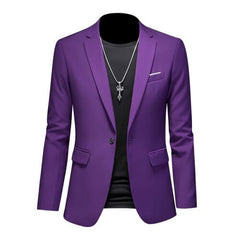 Showlu Fashion Store 0 Purple / Asia L(168cm-57kg) High Quality Business Slim Fit Single Buttons Suits Jacket Men Slim Fit Casual Fashion Wedding Groom Tuxedo Blazer Coats 6XL-M