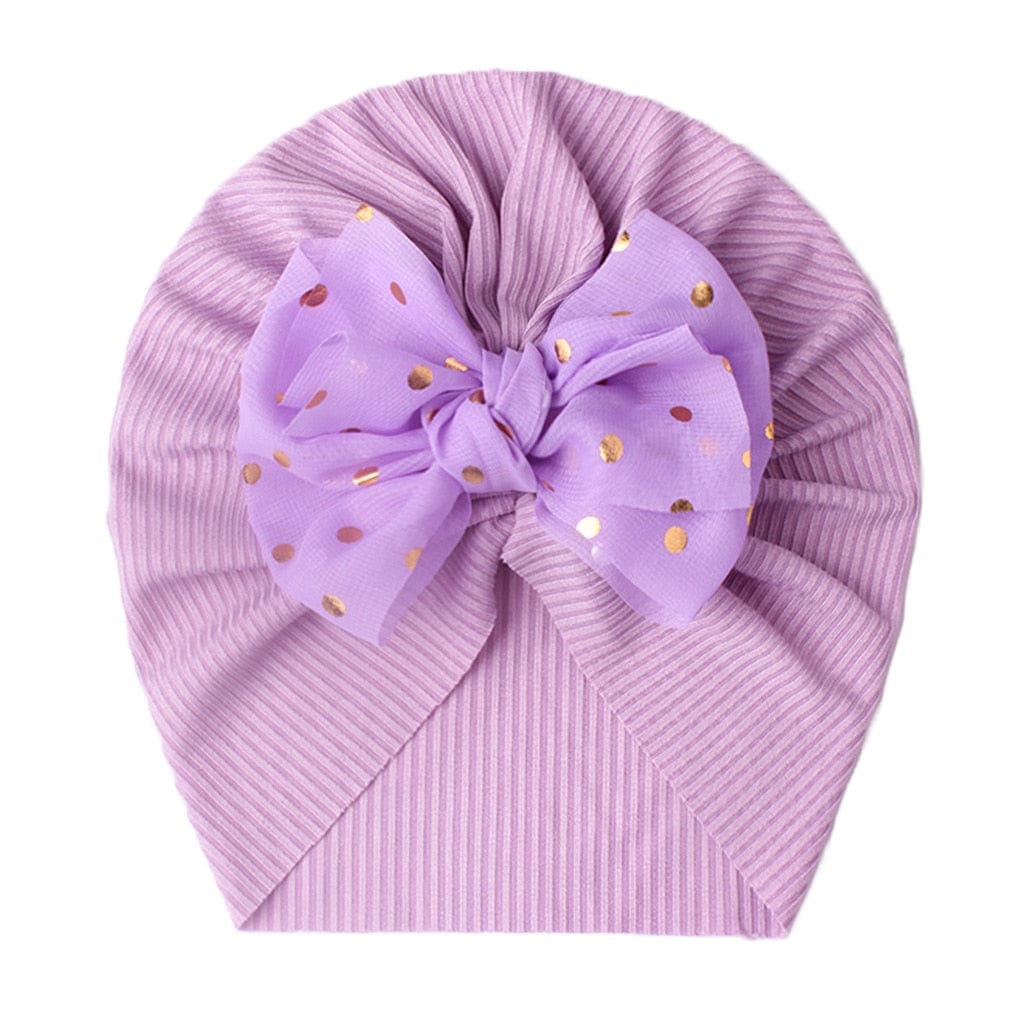 Showlu Fashion Store 0 Purple Lovely Shiny Bowknot Baby Hat Cute Solid Color Baby Girls Boys Hat Turban Soft Newborn Infant Cap Beanies Head Wraps