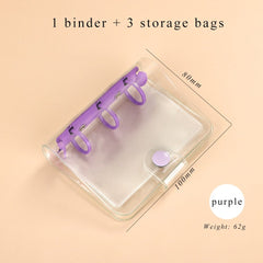 Showlu Fashion Store 0 purple / mini JIANWU Creative Cute Transparent 3 ring Mini Loose-leaf Hand Book Student Portable Notebook ring binder Kawaii School Supplies