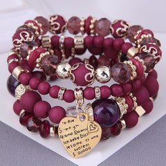 Showlu Fashion Store 0 purple red DIEZI Bohemian White Crystal Beads Strand Bracelets For Women Girls Ethnic Tree Of Life Charm Wrap Bracelet Pulseira Feminina