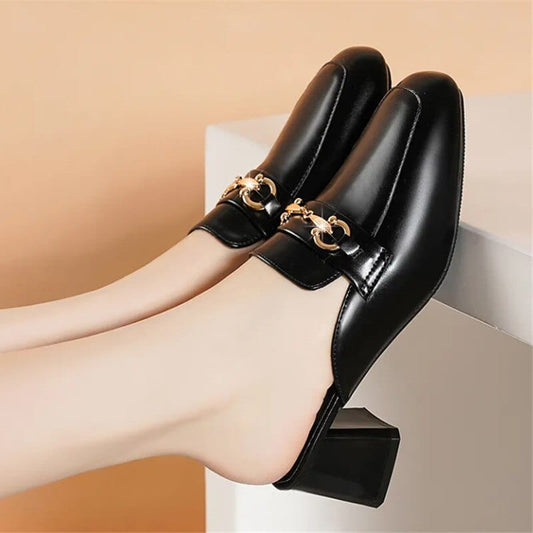 Showlu Fashion Store 0 q 1 / 36 Women Cute Sweet High Quality Beige Bezel Slip on Stiletto Lady Classic Comfort Stylish Heel Shoes Zapato Negro Tacon E5867