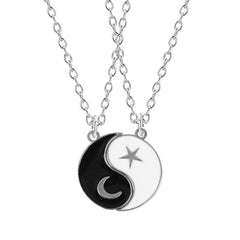 Showlu Fashion Store 0 Q Hot Selling Yin And Yang Stitching Alloy Two Petals Pisces Couple Pendant Necklace Fashion Jewelry Accessories Birthday Gift