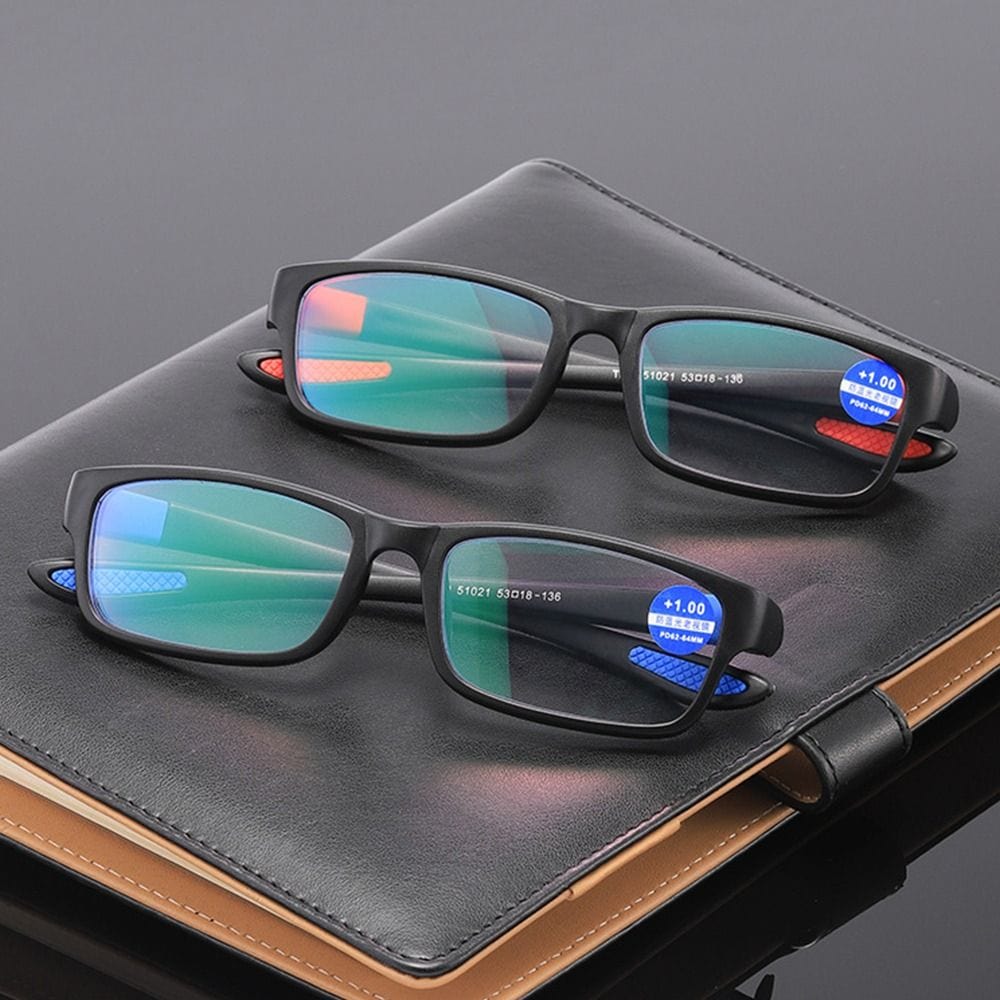 Showlu Fashion Store 0 Reading Glasses Men Women Sports Anti-blue Light Reading Eyewear Black Red TR90 Frame Presbyopia Eyeglasses +100 to+400 glasses