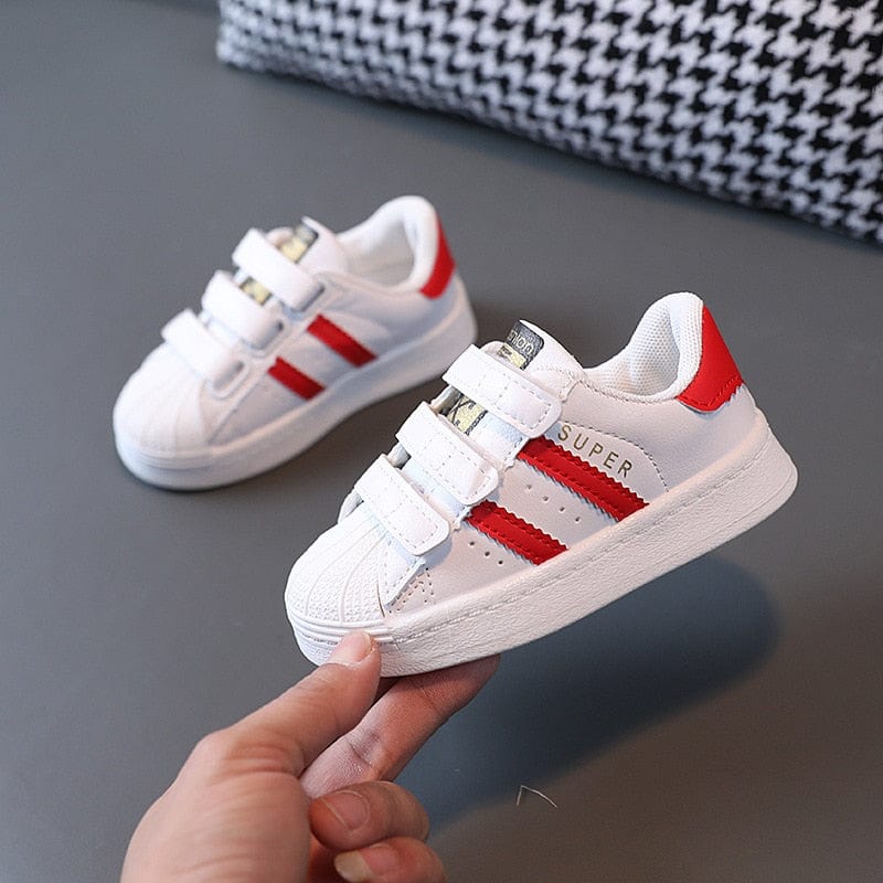 Showlu Fashion Store 0 Red / 21 (Inner  13cm) Children's Sneakers Kids Fashion Design White Non-slip Casual Shoes for Boys Girls Hook Breathable Sneakers Toddler Outdoor Shoe