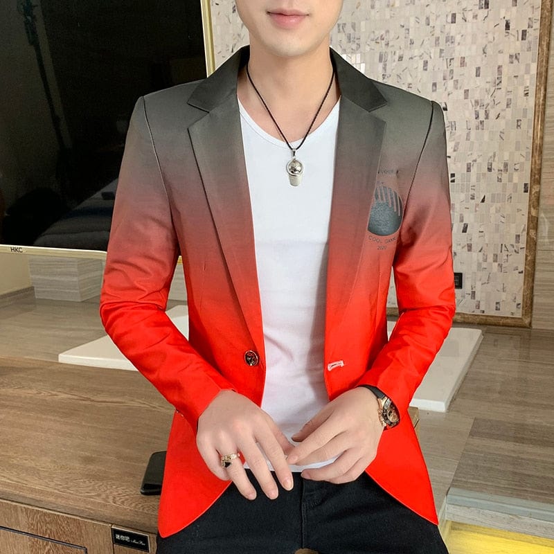 Showlu Fashion Store 0 Red / Asian M 46-54KG Blazer Fot Men Spring New Male Gradient Suit Jacket Masculino Korean Style Slim Fit Casual Men Fashion Trend Dress Jacket