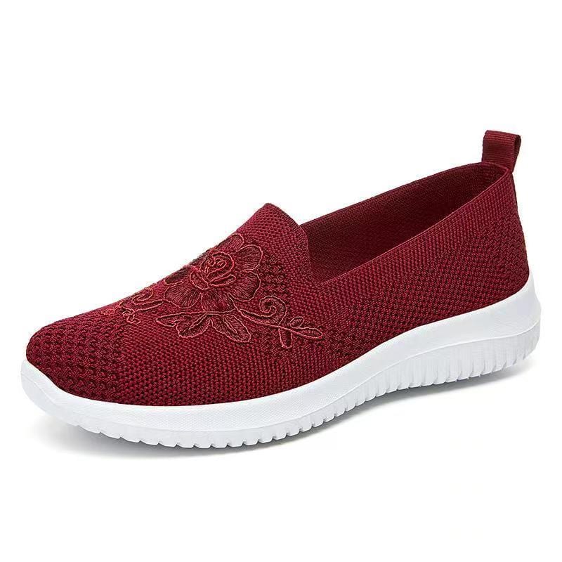 Showlu Fashion Store 0 Red / CN 36 / CN Cheap Mom Summer Mesh Knitting Sneakers Women Breathable Mary Janes Shoes Non-slip Ladies Casual Nurse Office Shoes Ballet Flats