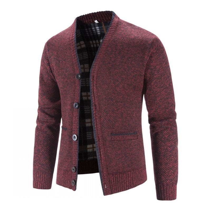 Showlu Fashion Store 0 red / M New Sweaters Coats Men Winter Thicker Knitted Cardigan Sweatercoats Slim Fit Mens Knit Warm Sweater Jackets Men Knit Clothes