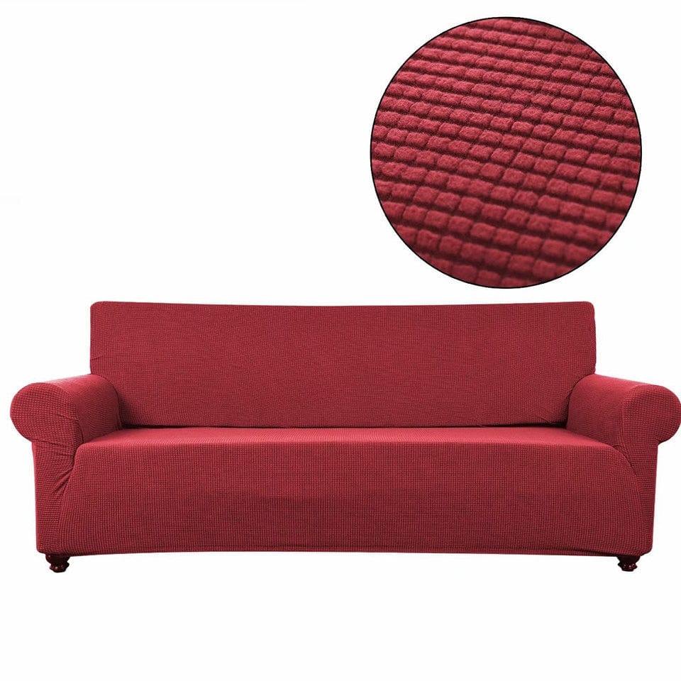 Showlu Fashion Store 0 Red wine / 1-Seat 90-140cm 305-350cm Size Velvet Sofa Covers for Living Room Solid Sectional Sofa Cover Elastic Couch Cover Home Decor Fundas Sofa Slipover