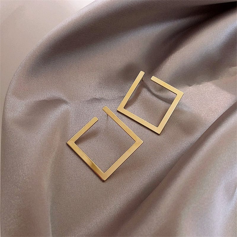 Showlu Fashion Store 0 Retro Minimalist Square Earrings Irregular Stud Earrings New Exaggerated Cold Wind Fashion Earring for Women Opening Accessories