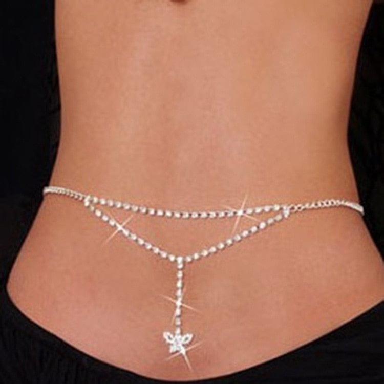 Showlu Fashion Store 0 Rhinestone Body Chains Belt Crystal Waist Chains Heart Pendant Summer Beach Waist Body Jewelry Festival Belt Belly Jewelry Women