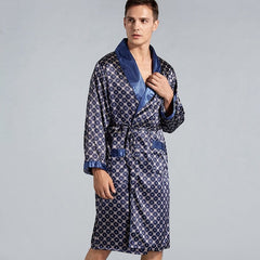 Showlu Fashion Store 0 robe 12 / M 5XL Robe Luxury Men Silky Satin Kimono Robe Long Sleeve Sleepwear Bathrobe Oversized Nightgown Summer Home Clothes