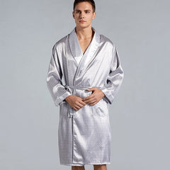 Showlu Fashion Store 0 robe 15 / M 5XL Robe Luxury Men Silky Satin Kimono Robe Long Sleeve Sleepwear Bathrobe Oversized Nightgown Summer Home Clothes