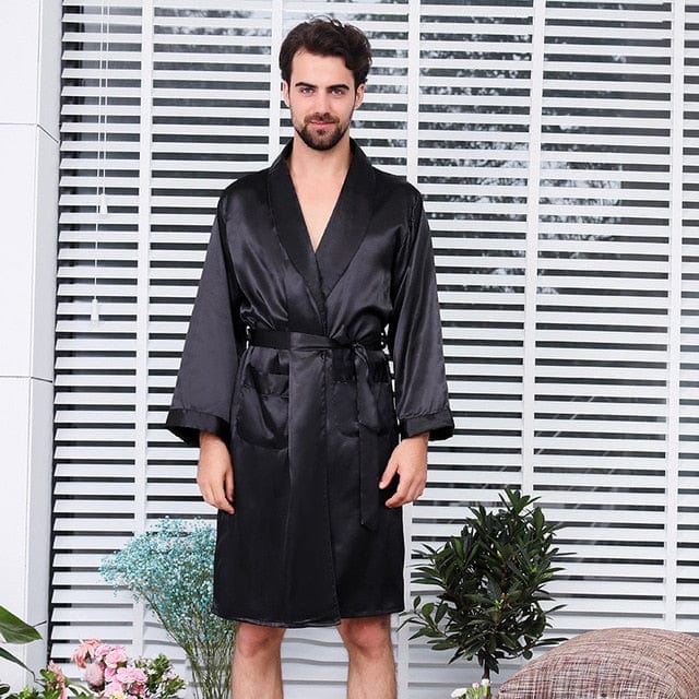 Showlu Fashion Store 0 robe 2 / M 5XL Robe Luxury Men Silky Satin Kimono Robe Long Sleeve Sleepwear Bathrobe Oversized Nightgown Summer Home Clothes