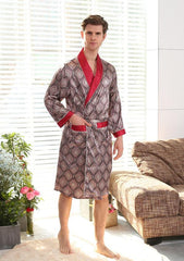 Showlu Fashion Store 0 robe 3 / M 5XL Robe Luxury Men Silky Satin Kimono Robe Long Sleeve Sleepwear Bathrobe Oversized Nightgown Summer Home Clothes