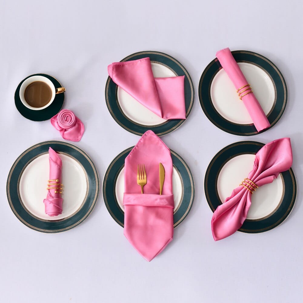 Showlu Fashion Store 0 Rose gold 12pcs 50cm*50cm Satin Table Napkin Table Dinner Napkins Handkerchief Cloth Diner Banquet Wedding Party Home Decorations 20inch