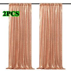 Showlu Fashion Store 0 rose gold 2PCS Sequin Backdrop Curtains - 2 Panels 2x8FT ,for Wedding Birthday Christmas Baby Shower Party Decoration Photographic props Silver