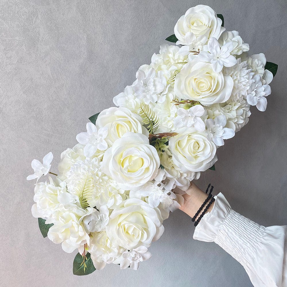 Showlu Fashion Store 0 rose white Luxury Wedding Road Cited Flowers Rose Peony Hydrangea Mix DIY Arched Door Flower Row Window T Station Wedding Decoration