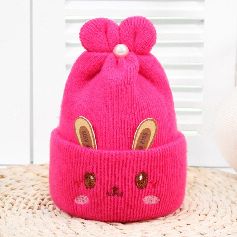 Showlu Fashion Store 0 RoseRed Newborn Girl&Boy Hats Baby Soft Warm Crochet Knit Cartoon Beanie Cap Cute Baby Hats for 0-6 Months Baby Winter Hat for Kids