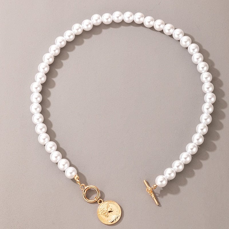 Showlu Fashion Store 0 Round Vintage Style Simple 6MM Pearl Chain Choker Necklace For Women Wedding Love Shell Pendant Necklace Fashion Jewelry Wholesale