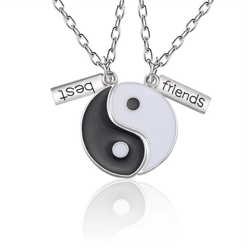 Showlu Fashion Store 0 S Hot Selling Yin And Yang Stitching Alloy Two Petals Pisces Couple Pendant Necklace Fashion Jewelry Accessories Birthday Gift