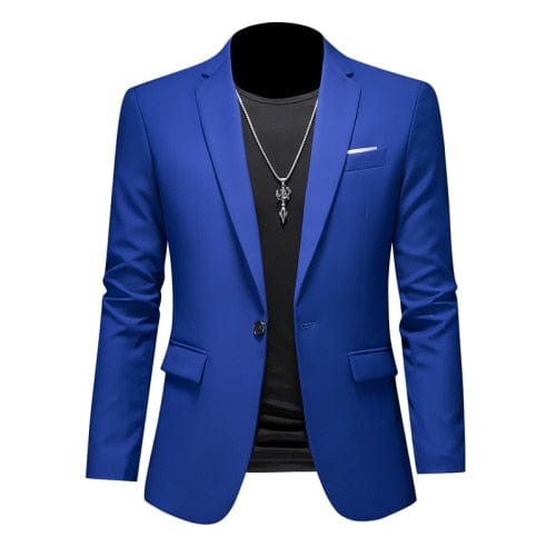 Showlu Fashion Store 0 Sapphire blue / Asia L(168cm-57kg) High Quality Business Slim Fit Single Buttons Suits Jacket Men Slim Fit Casual Fashion Wedding Groom Tuxedo Blazer Coats 6XL-M