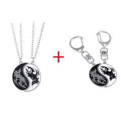 Showlu Fashion Store 0 SET3 Hot Selling Yin And Yang Stitching Alloy Two Petals Pisces Couple Pendant Necklace Fashion Jewelry Accessories Birthday Gift