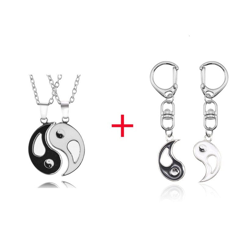 Showlu Fashion Store 0 SET6 Hot Selling Yin And Yang Stitching Alloy Two Petals Pisces Couple Pendant Necklace Fashion Jewelry Accessories Birthday Gift