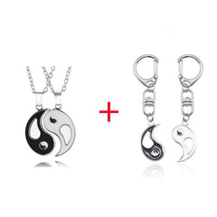 Showlu Fashion Store 0 SET6 Hot Selling Yin And Yang Stitching Alloy Two Petals Pisces Couple Pendant Necklace Fashion Jewelry Accessories Birthday Gift