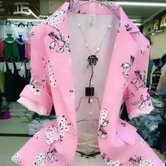 Showlu Fashion Store 0 Short Print Women Blazer Coat Sun Protection 2022 New Summer Autumn Long Sleeve Cardigan Female Suit Outerwear S-3XL