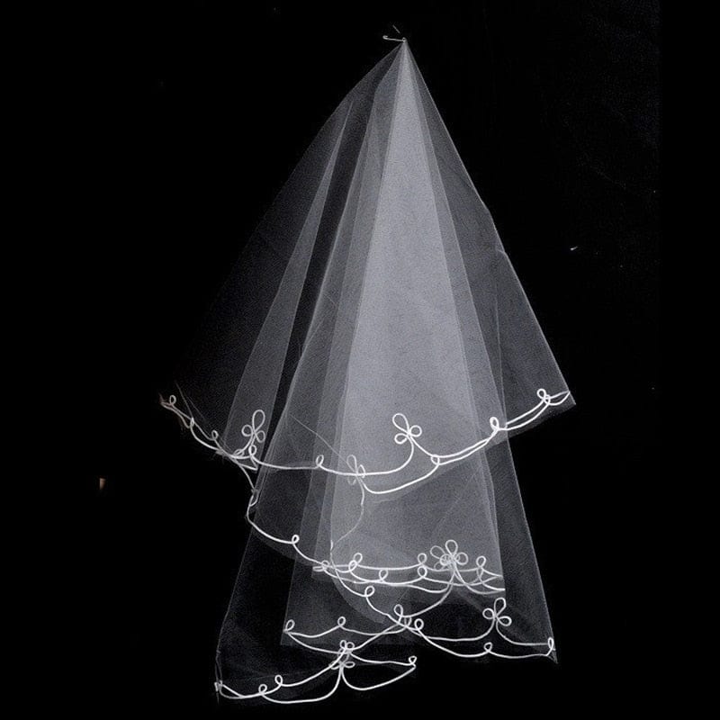 Showlu Fashion Store 0 Short Simple Wedding Veil Tulle Two Layer With Comb White Ivory Bridal Veil for Bride for Marriage Wedding Accessories