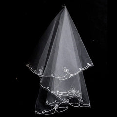 Showlu Fashion Store 0 Short Simple Wedding Veil Tulle Two Layer With Comb White Ivory Bridal Veil for Bride for Marriage Wedding Accessories