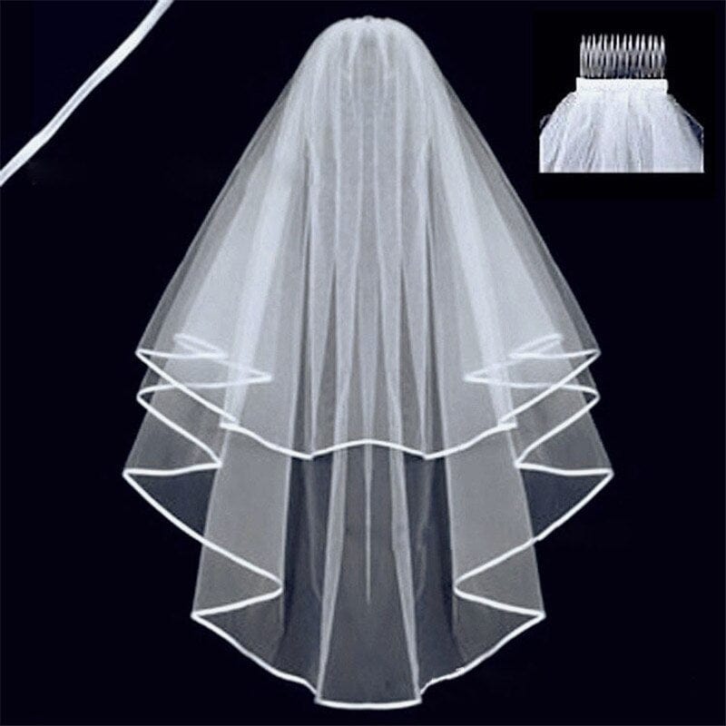 Showlu Fashion Store 0 Short Simple Wedding Veil Tulle Two Layer With Comb White Ivory Bridal Veil for Bride for Marriage Wedding Accessories