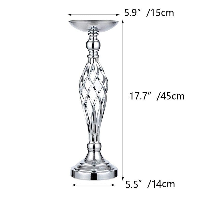 Showlu Fashion Store 0 Silver 45cm Gold/Silver Wedding Candle Holders Decor Table Centerpiece Pillar Flower Vase Rack Stand Road Lead Floral Bouquet Party Supplies