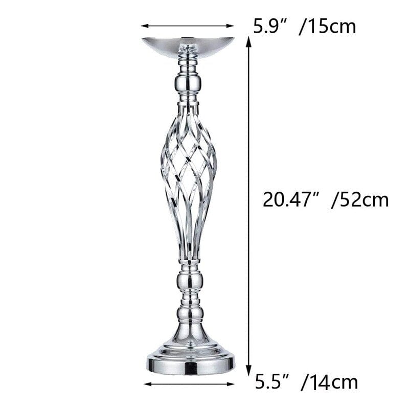 Showlu Fashion Store 0 Silver 52cm Gold/Silver Wedding Candle Holders Decor Table Centerpiece Pillar Flower Vase Rack Stand Road Lead Floral Bouquet Party Supplies