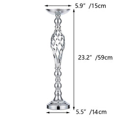 Showlu Fashion Store 0 Silver 59cm Gold/Silver Wedding Candle Holders Decor Table Centerpiece Pillar Flower Vase Rack Stand Road Lead Floral Bouquet Party Supplies