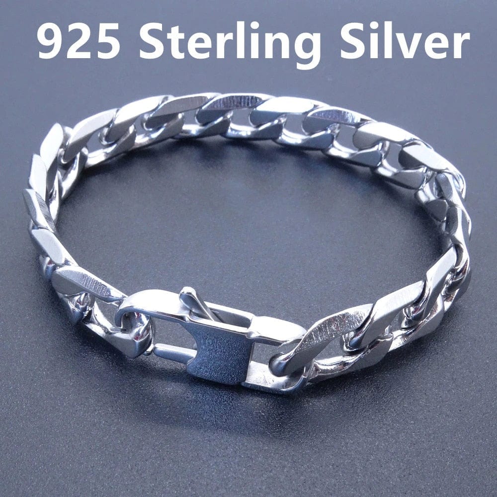 Showlu Fashion Store 0 Silver / 8MM Men Women Bracelet 6/8/10/12 Mm 8 Inches Curb Chain Bracelet Punk Hip-hop Bracelet Mens Jewellery Stainless Steel Bracelet Gift