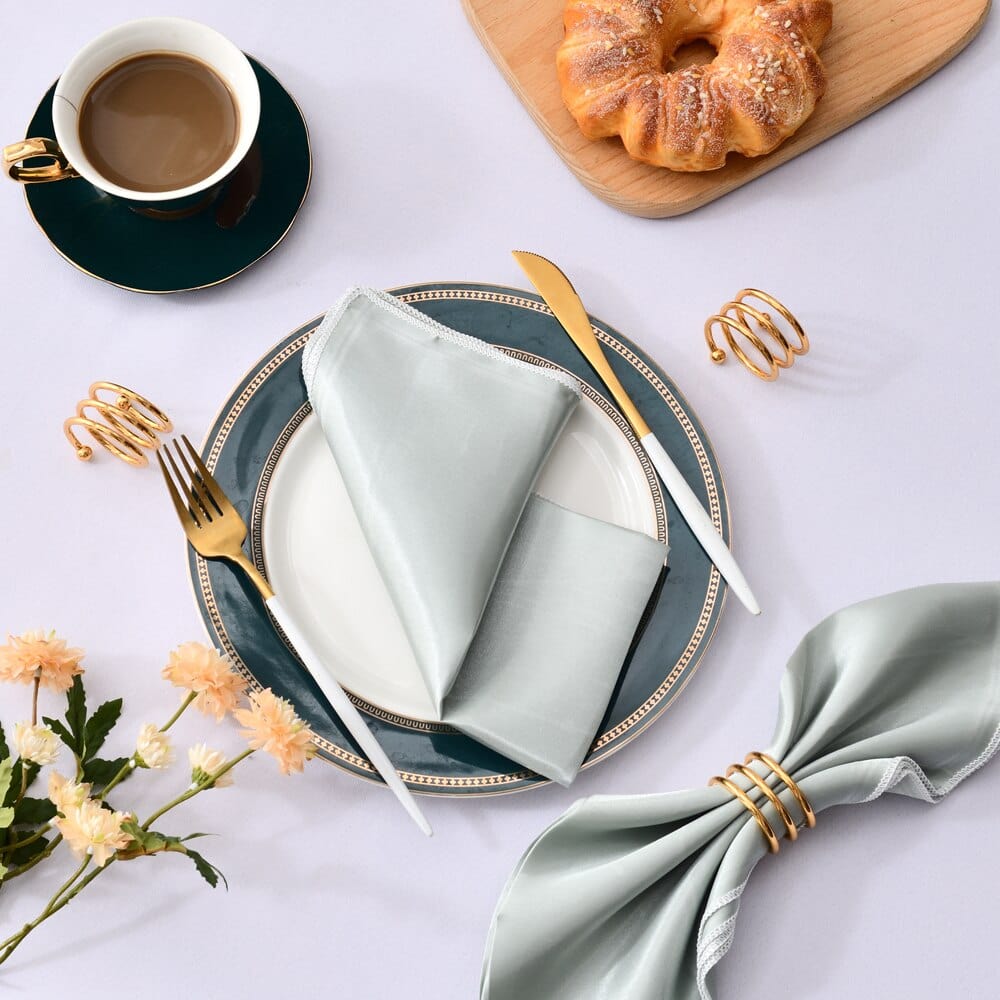 Showlu Fashion Store 0 Silver Grey 50 Pcs Satin Table Napkins 12x12inches Square Dinner Napkins Washable Soft Table Napkins for Wedding Birthday Parties Decoration