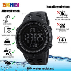 Showlu Fashion Store 0 SKMEI Fashion Outdoor Sport Watch Men Multifunction Watches Alarm Clock Chrono 5Bar Waterproof Digital Watch reloj hombre 1251