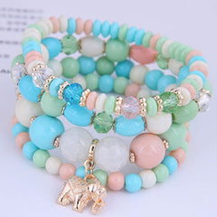 Showlu Fashion Store 0 sky blue-elephant DIEZI Bohemian White Crystal Beads Strand Bracelets For Women Girls Ethnic Tree Of Life Charm Wrap Bracelet Pulseira Feminina