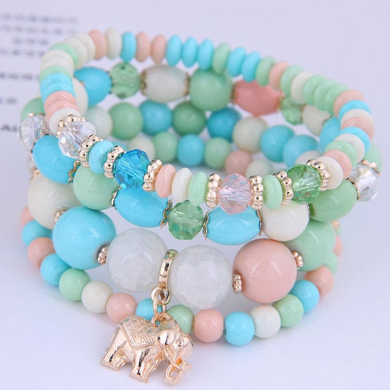 Showlu Fashion Store 0 sky blue-elephant DIEZI Korean Bohemian Multicolor Crystal Beads Rope Bracelets For Women Girls Ethnic Heart Charm Wrap Bracelet Pulseira Feminina