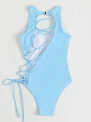 Showlu Fashion Store 0 Sky Blue / S Strappy Bandage Monokini"