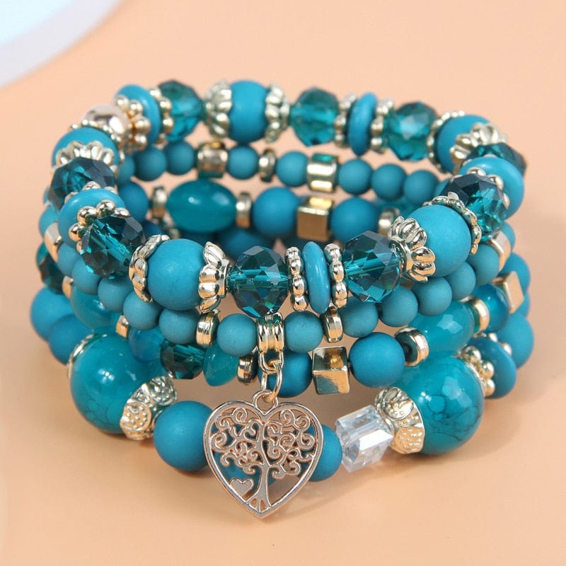 Showlu Fashion Store 0 sky blue-tree DIEZI Bohemian White Crystal Beads Strand Bracelets For Women Girls Ethnic Tree Of Life Charm Wrap Bracelet Pulseira Feminina