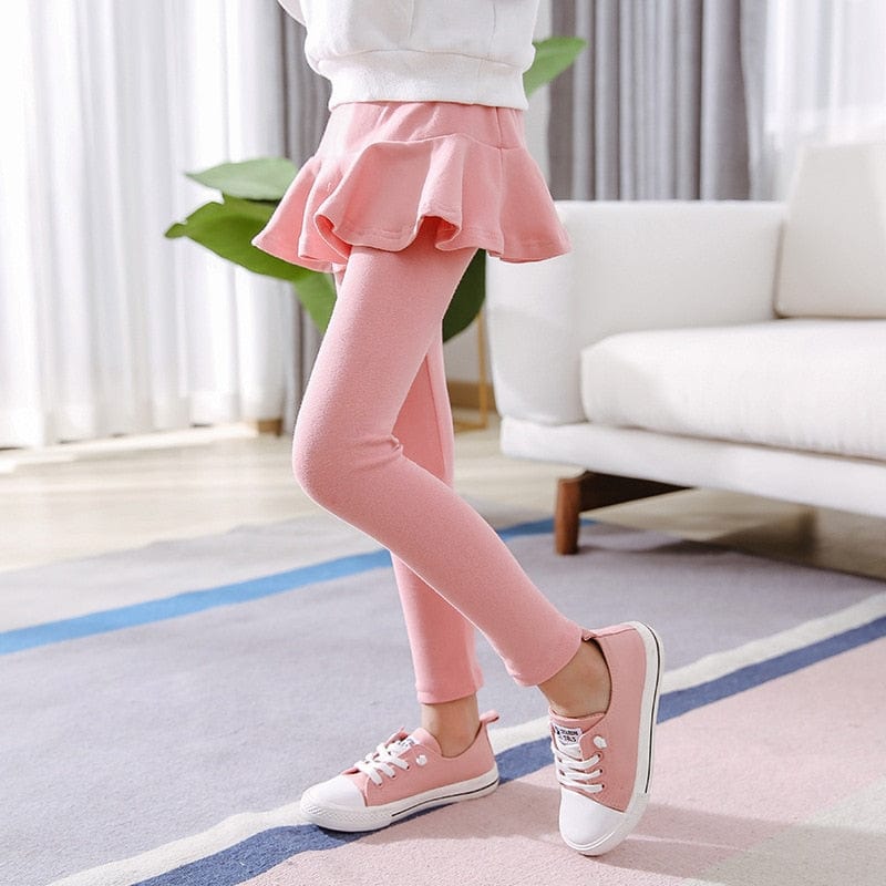 Showlu Fashion Store 0 Solid Color Girls Pants Kids Leggings 2-10Y Children Clothing Autumn Cotton Leggings Warm Baby Girl Skirt-pants High Quality