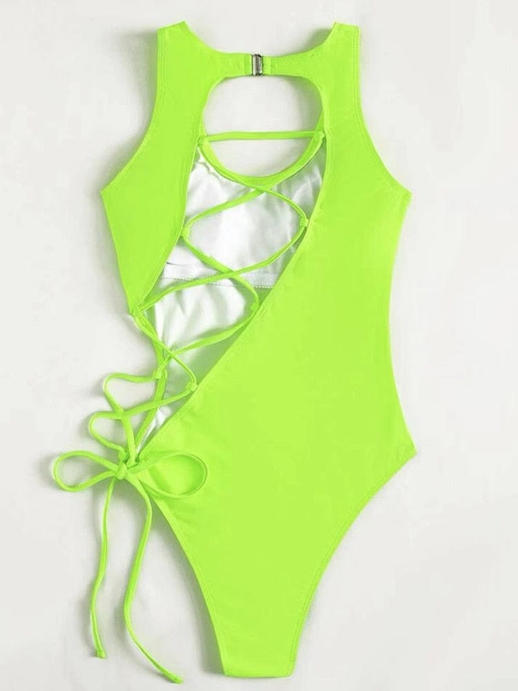 Showlu Fashion Store 0 Strappy Bandage Monokini"