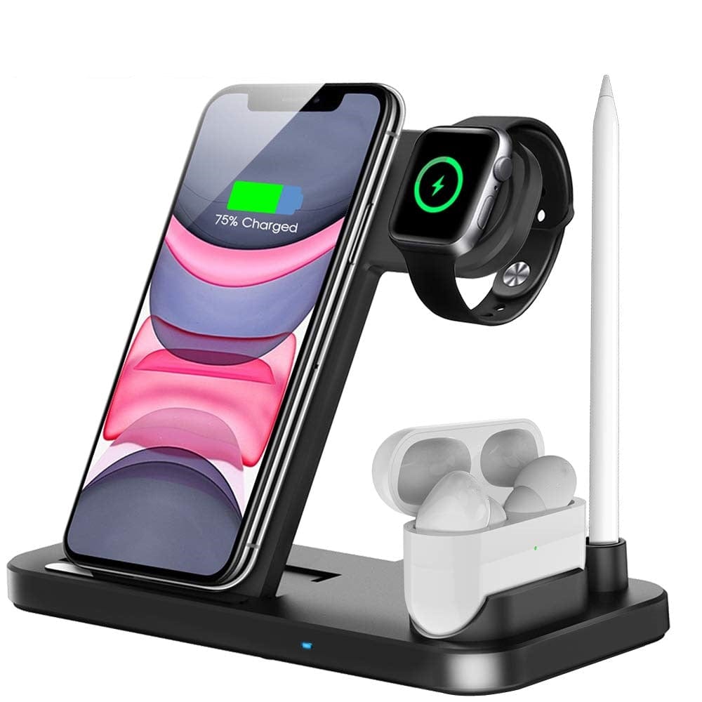 Showlu Fashion Store 0 Style2 10W Black / CN 15W Fast Wireless Charger Stand For iPhone 14 13 12 11 8 Apple Watch 4 in 1 Foldable Charging Station for Airpods Pro iWatch