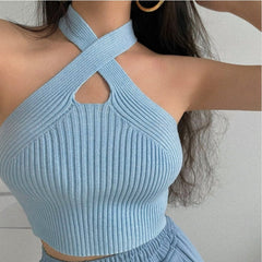 Showlu Fashion Store 0 Sultry Strappy Halter Crop Top