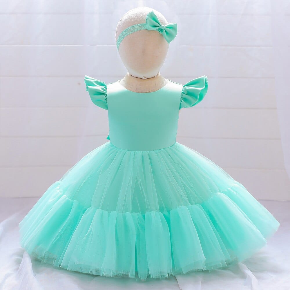 Showlu Fashion Store 0 Summer Kids Girl Party Dresses Toddler Baby Baptism Dress For Girls 1 Years Birthday Wedding Clothes Princess Children Costume