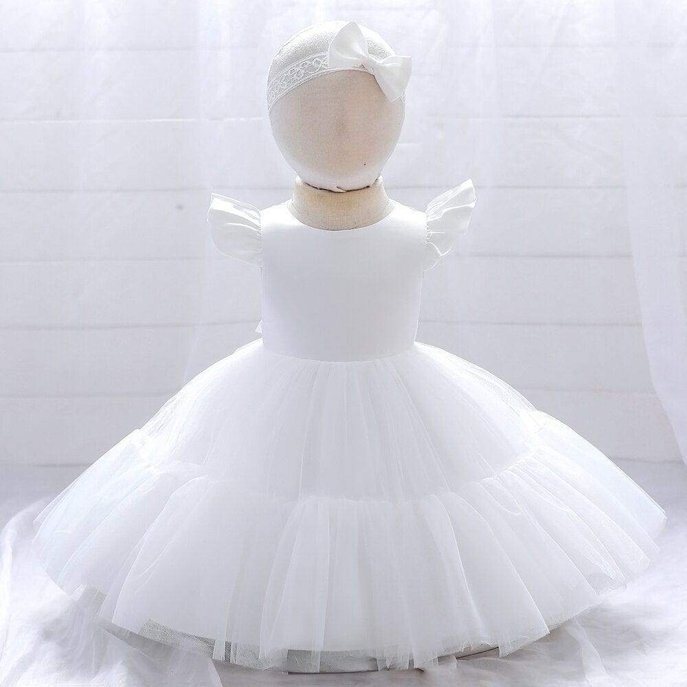 Showlu Fashion Store 0 Summer Kids Girl Party Dresses Toddler Baby Baptism Dress For Girls 1 Years Birthday Wedding Clothes Princess Children Costume