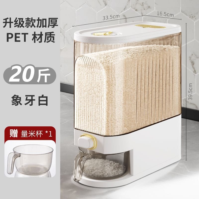 Showlu Fashion Store 0 transparent white / 20L / China Rice Barrel Grain Storage Box Sealed Insect-Proof Moisture-Proof Rice Storage Box Kitchen Finishing Grain Storage Tank